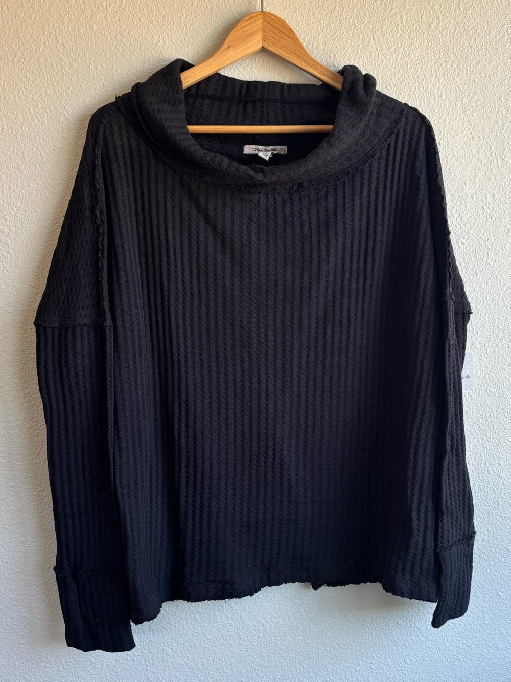 Cozy Black Waffle Knit Sweater